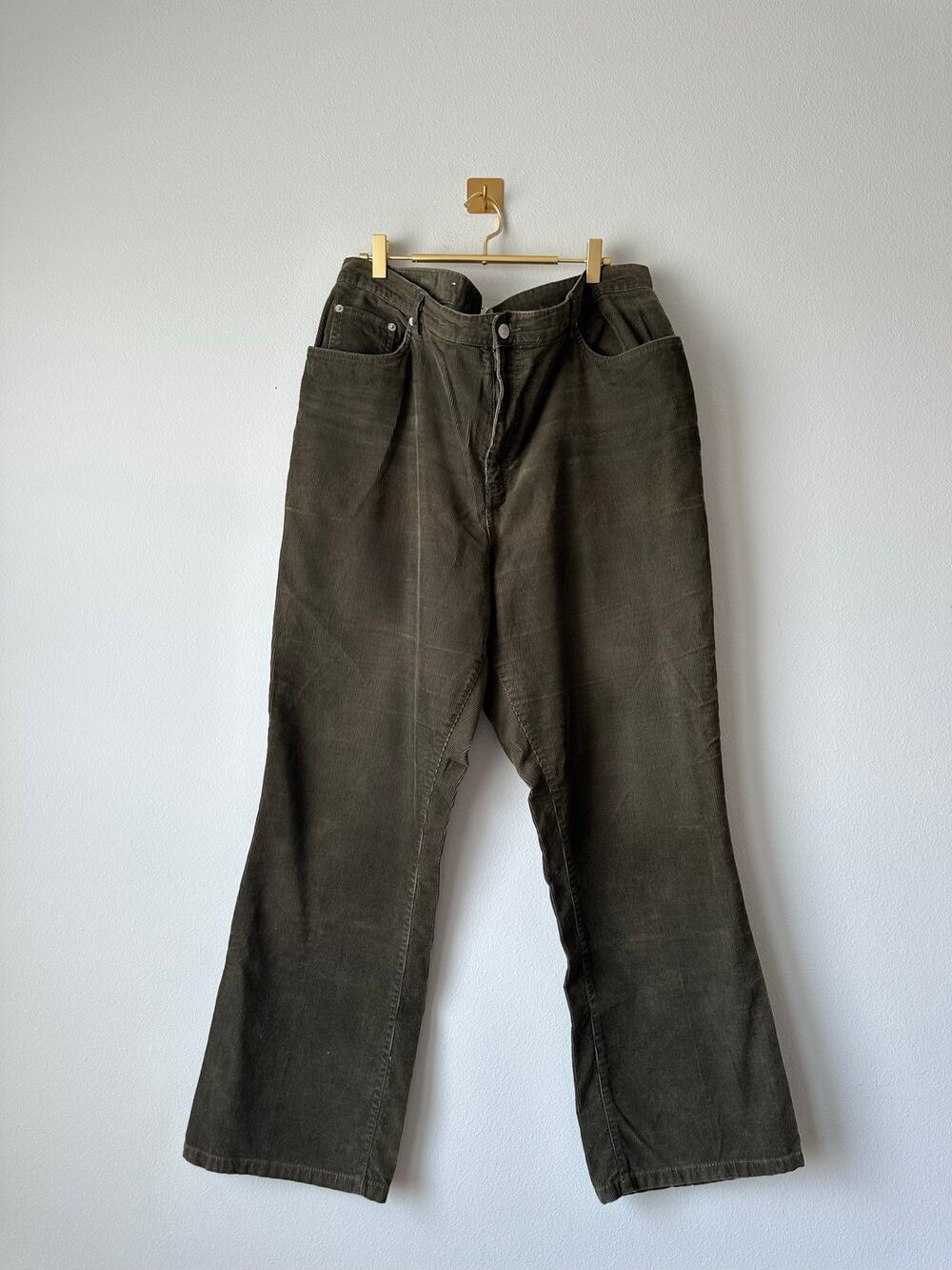 Vintage Y2K Tommy Hilfiger Olive Corduroy Wide Leg Pants Gorpcore Size 18